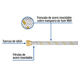 Manguera para Gas, Acero Inox, 3/8' Flare, 100 cm, Foset