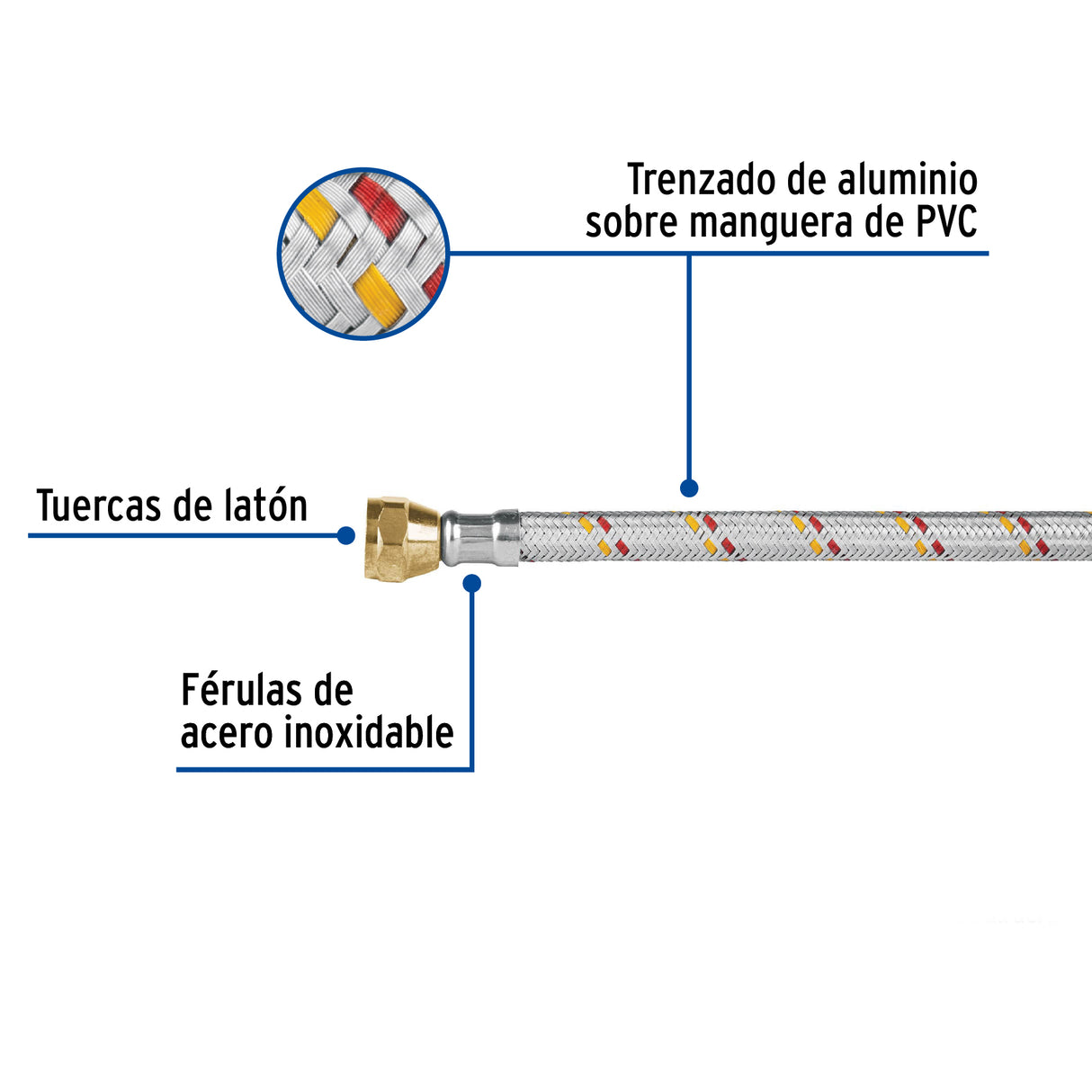 Manguera para Gas, Aluminio, 3/8' Flare, 400 cm, Foset Basic