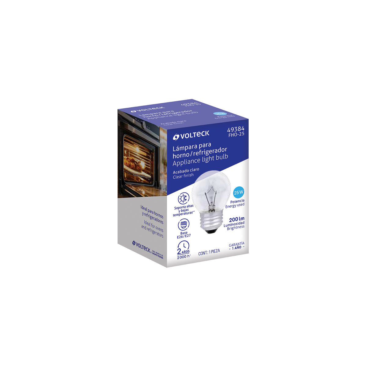 Foco Incandescente 25 W para Horno/Refrigerador, Transparente