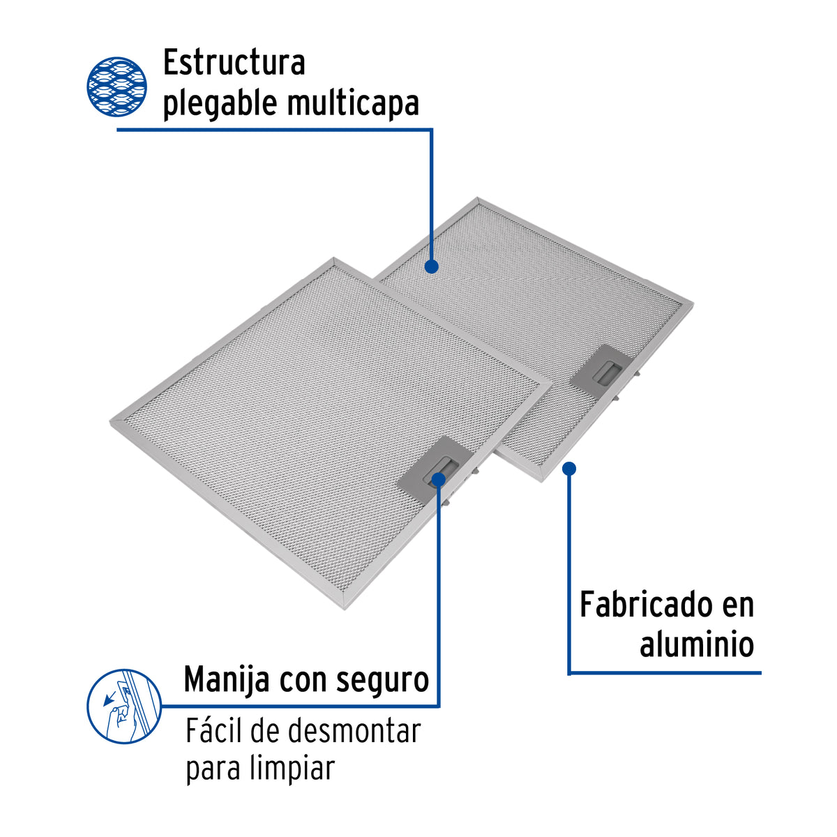 Juego de 2 Filtros de Aluminio para Campana CAME-75