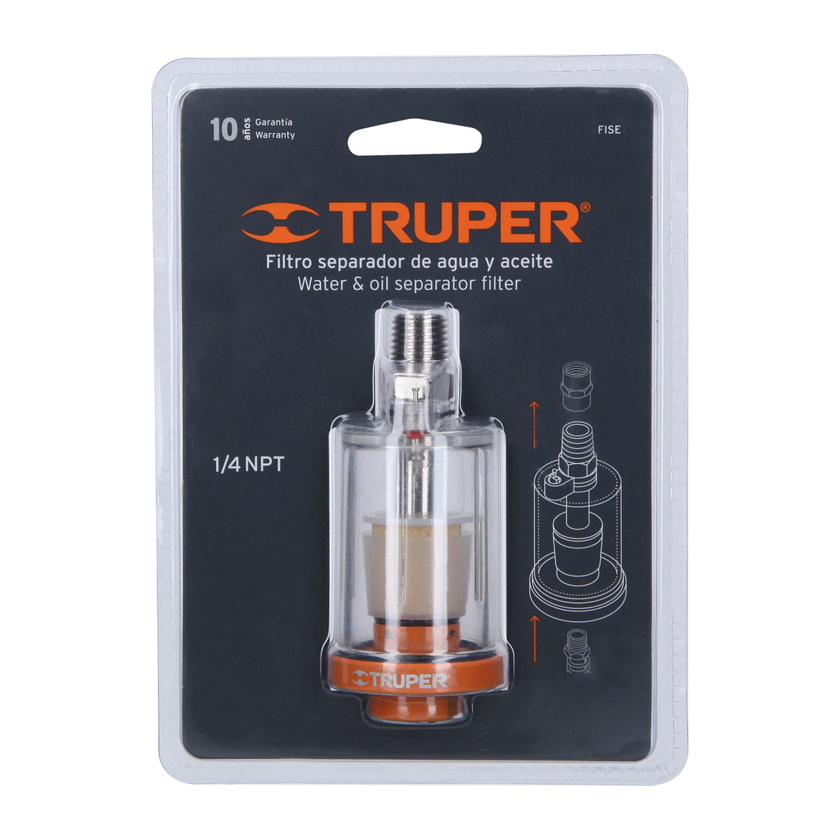 Filtro Separador de Agua y Aceite, Cuerda 1/4' NPT, Truper