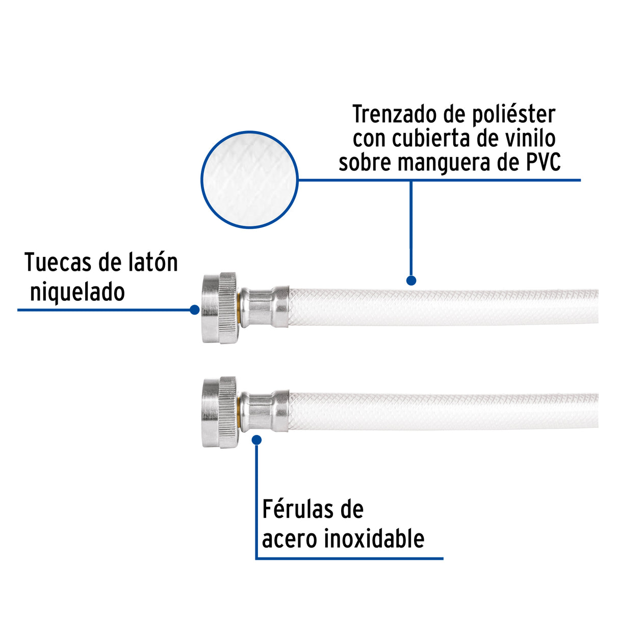 Manguera para Lavadora, Vinilo, 3/4' X 3/4', 1.8 m, Foset