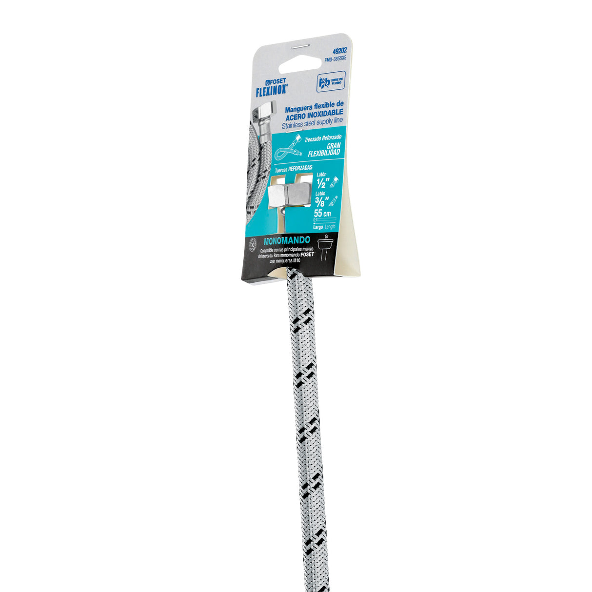 Manguera para Monomando, Acero Inox, 1/2' X 3/8' Unf, 55 cm