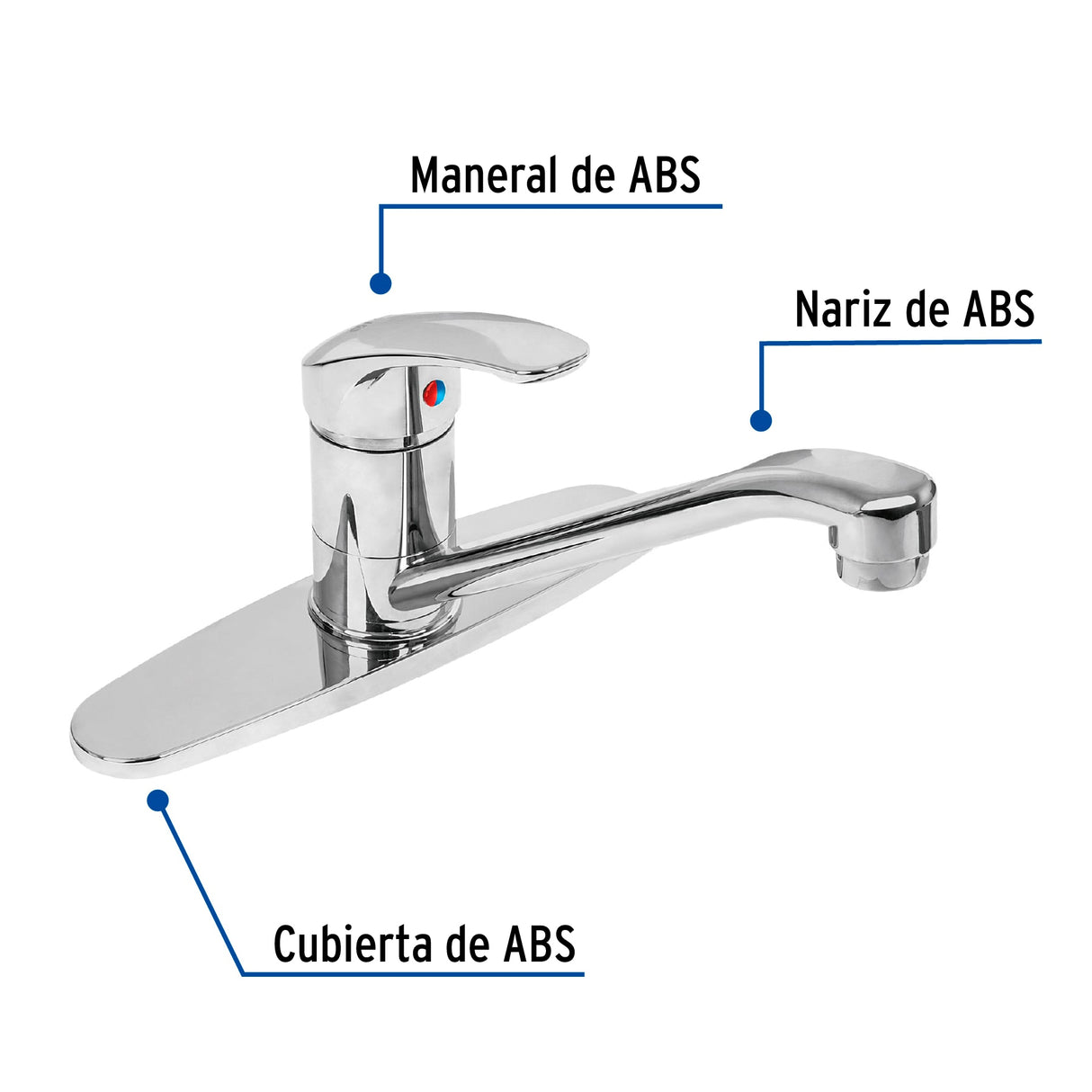 Monomando Fregadero, ABS, Cuello Recto, Basic