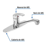 Monomando Fregadero, ABS, Cuello Recto, Basic