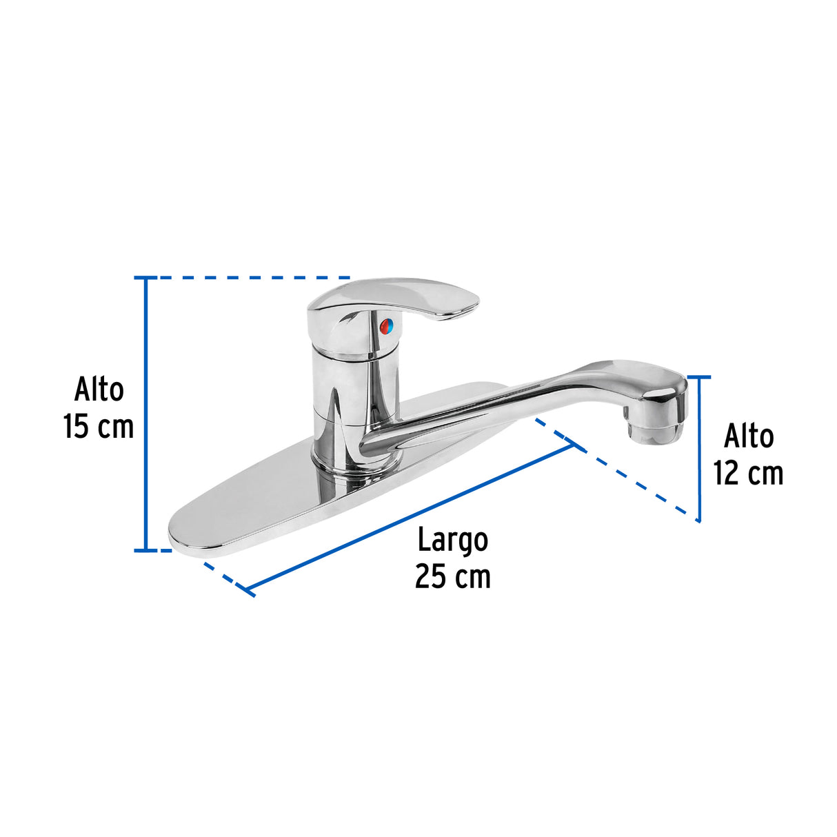 Monomando Fregadero, ABS, Cuello Recto, Basic