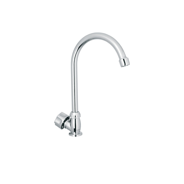 Llave individual fregadero, ABS, cuello curvo, hexagonal, BASIC