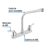 Mezcladora 8' Fregadero, ABS, Cuello Cobra, Palanca, Basic