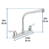 Mezcladora 8' Fregadero, ABS, Cuello Cobra, Palanca, Basic