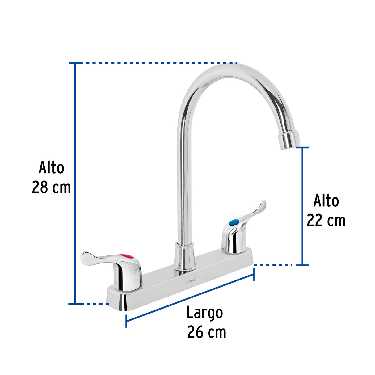 Mezcladora 8' Fregadero, ABS, Cuello Curvo, Palanca, Basic