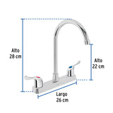 Mezcladora 8' Fregadero, ABS, Cuello Curvo, Palanca, Basic