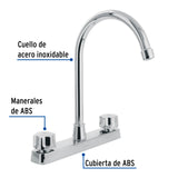 Mezcladora 8' Fregadero, ABS, Cuello Curvo, Hexagonal, Basic