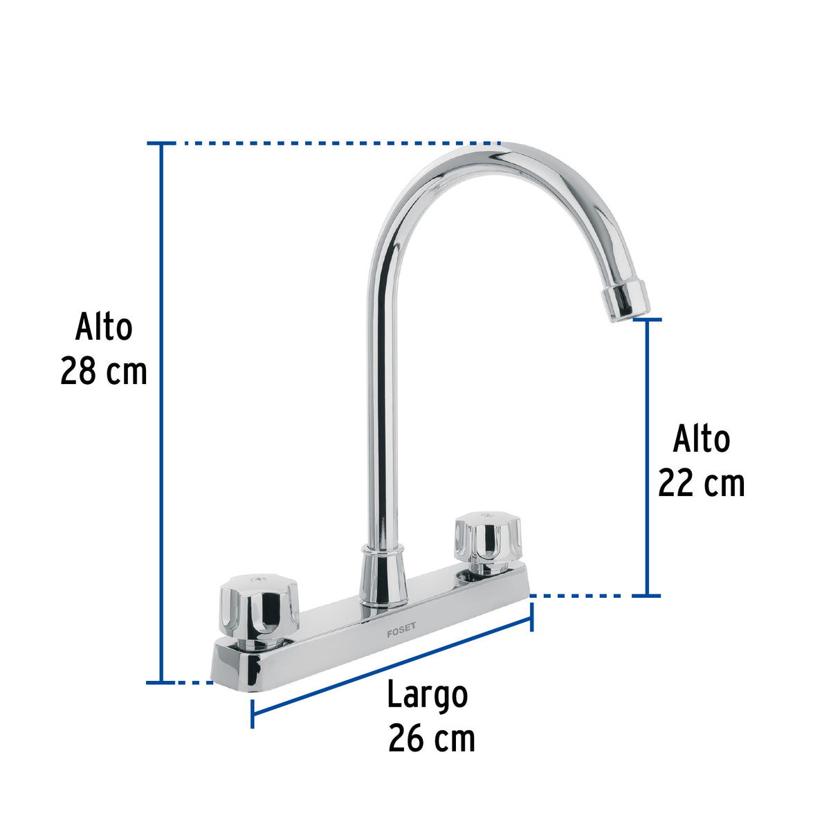 Mezcladora 8' Fregadero, ABS, Cuello Curvo, Hexagonal, Basic