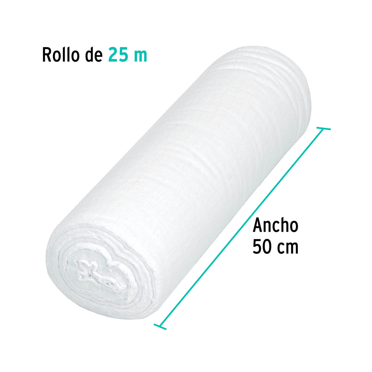 Rollo de 25 m de Franela Blanca de Algodón, Klintek