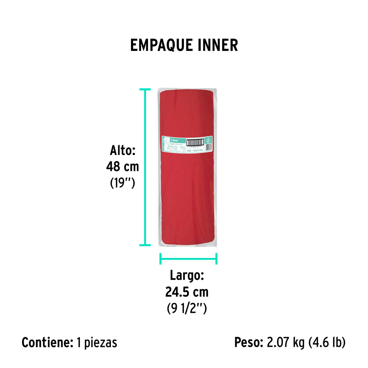 Rollo de 25 m de Franela Roja de Algodón, Klintek