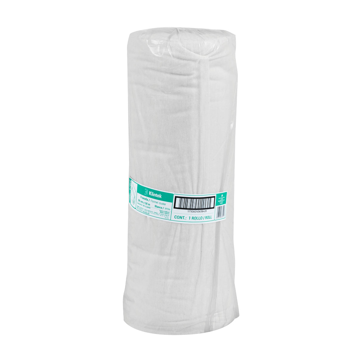 Rollo de 50 m de Franela Blanca de Algodón, Klintek
