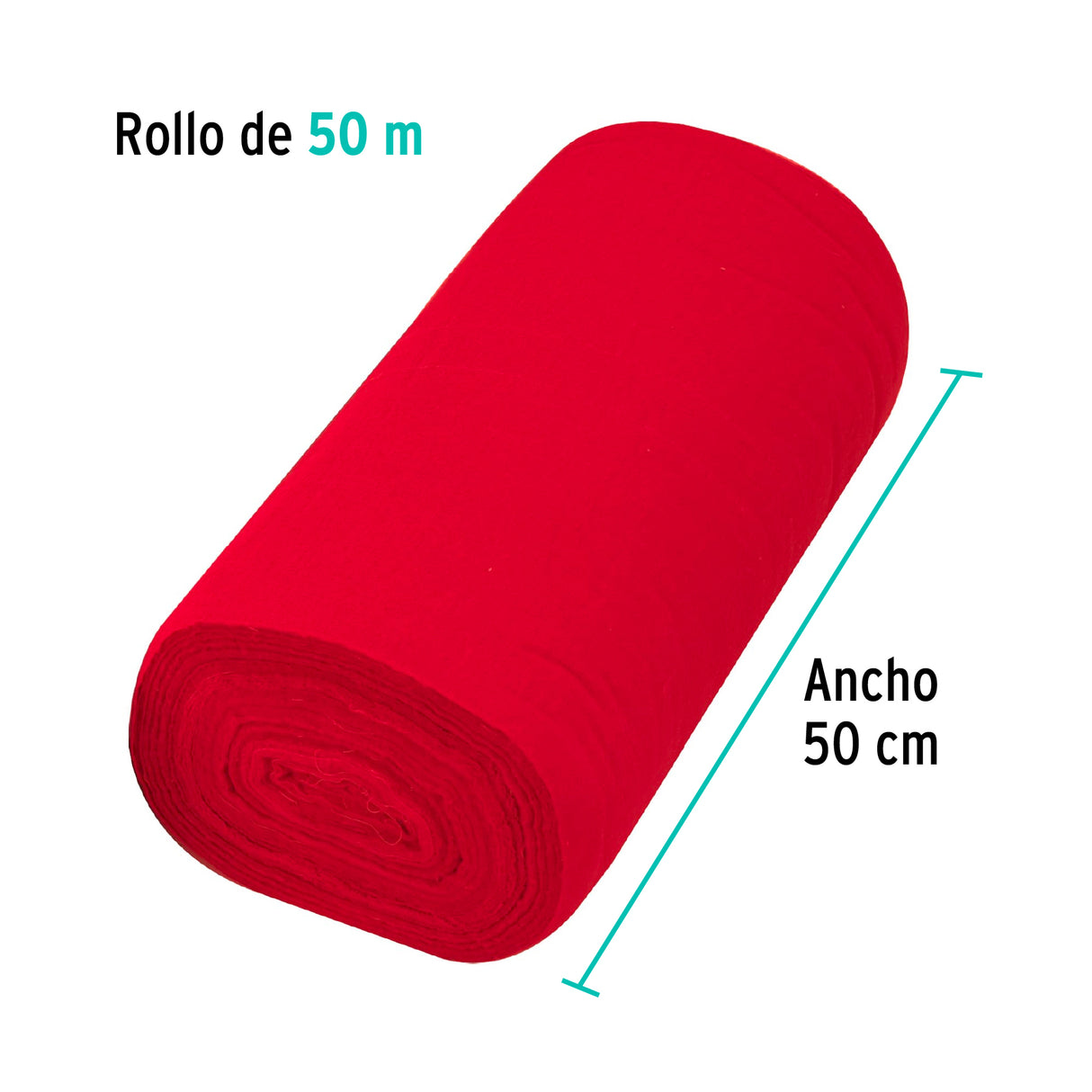Rollo de 50 m de Franela Roja de Algodón, Klintek