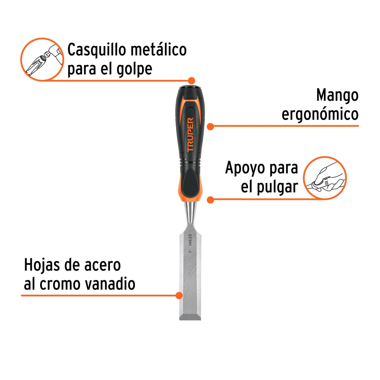 Formón 1' Mango Comfort Grip, Truper