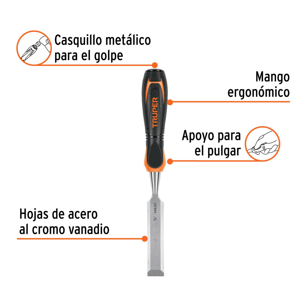 Formón 7/8' Mango Comfort Grip, Truper