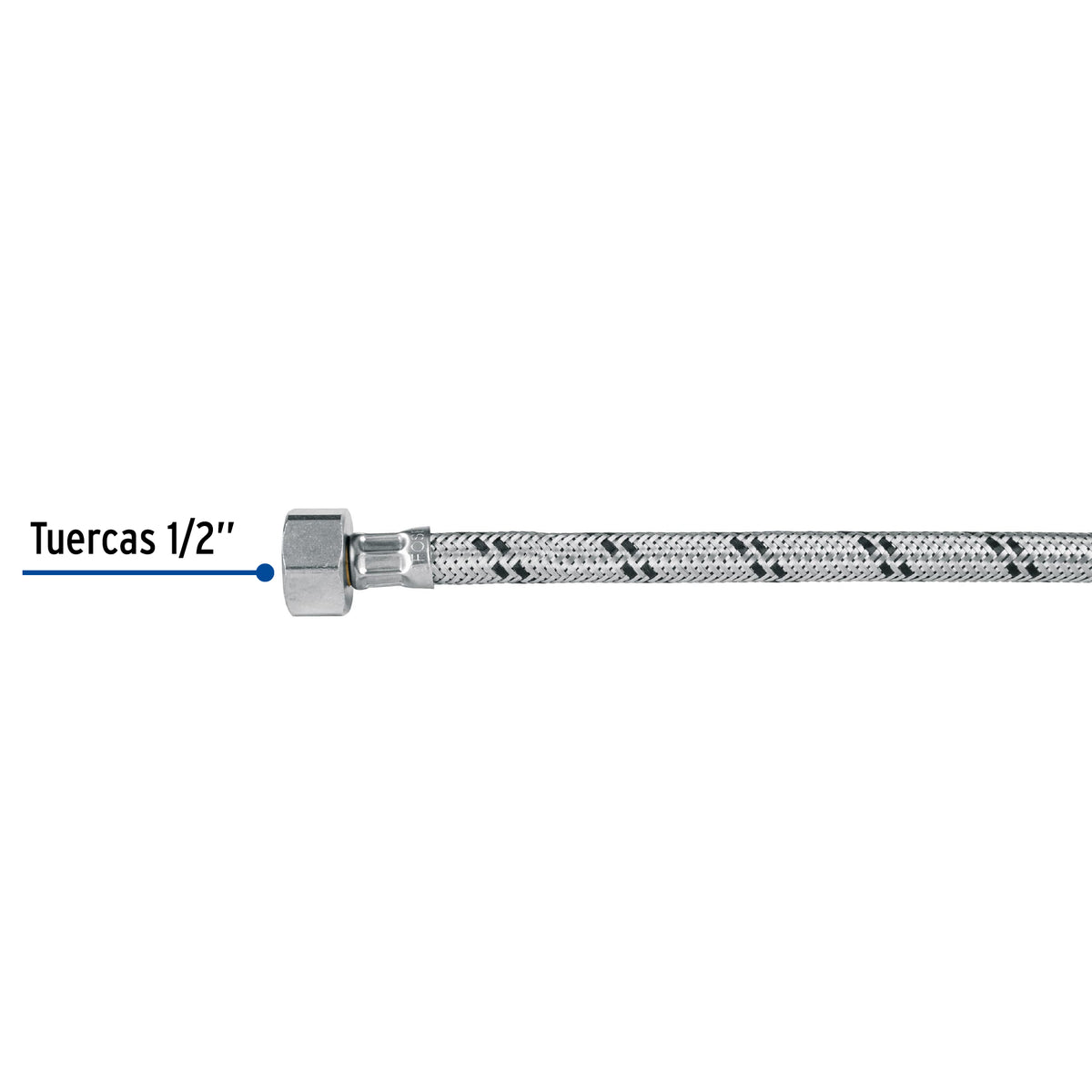 Manguera 'T' Lavabo/Fregadero, Acero Inox, 1/2'x1/2'x1/2', 55 cm