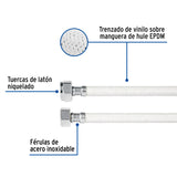 Manguera para Wc, Vinilo Blanco, 1/2' X 7/8', 35 cm