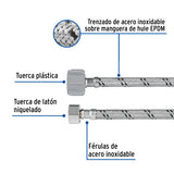 Manguera para Wc, Acero Inox, 3/8'X7/8', 35 cm, Plástico/Latón