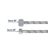 Manguera para Wc, Acero Inox, 3/8'X7/8', 35 cm, Plástico/Latón