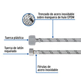 Manguera para Wc, Acero Inox, 1/2'X7/8', 35 cm, Plástico/Latón