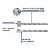 Manguera para Wc, Acero Inox, 3/8'X7/8', 40 cm, Plástico/Latón