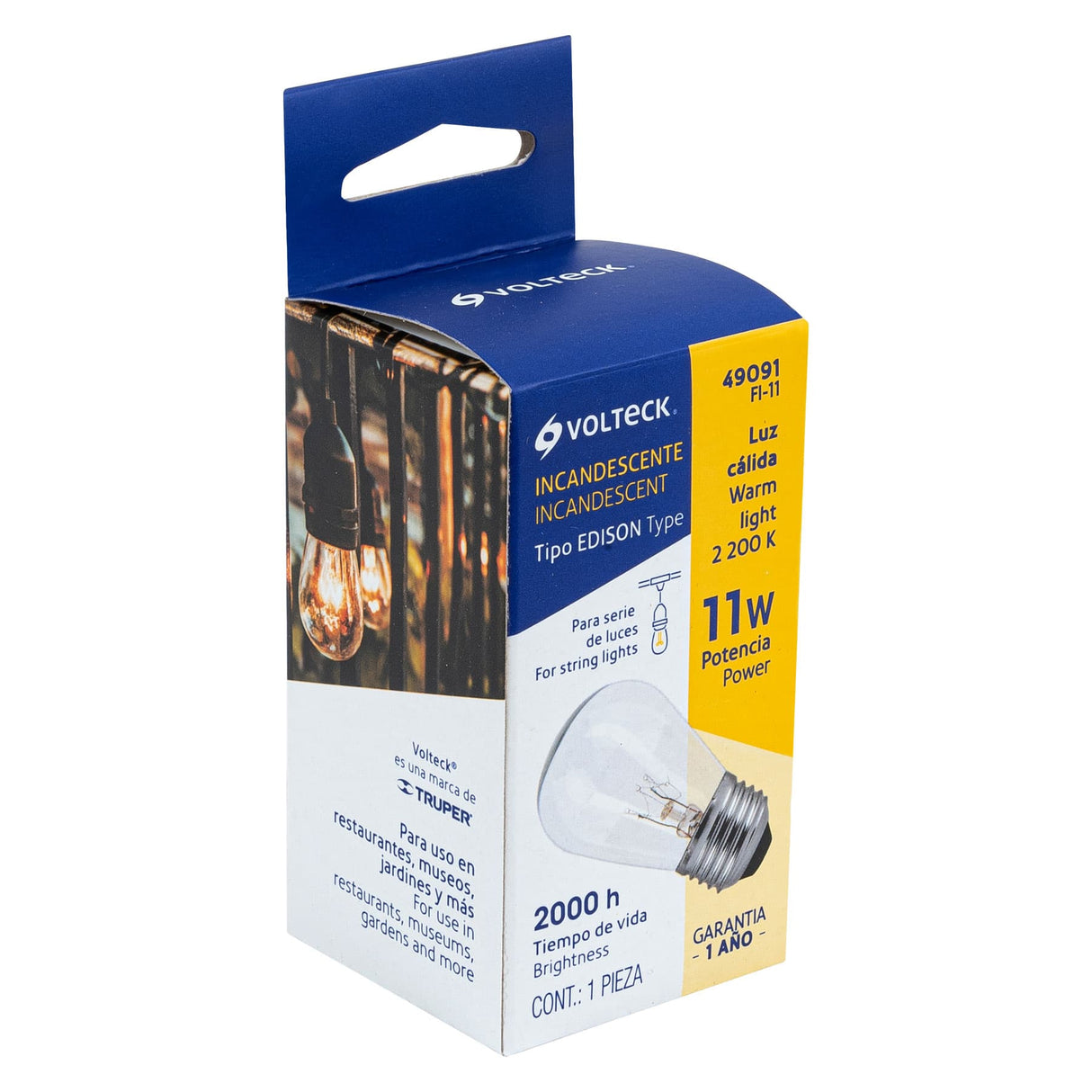 Lámpara Incandescente S14 11 W Luz Cálida, Volteck