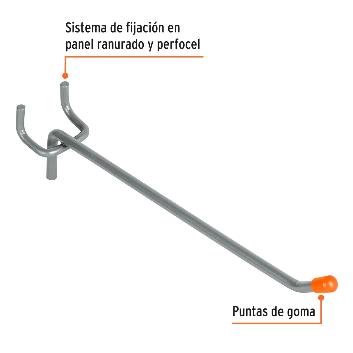 Gancho Recto de 6' para Perfocel y Panel Ranurado, Truper