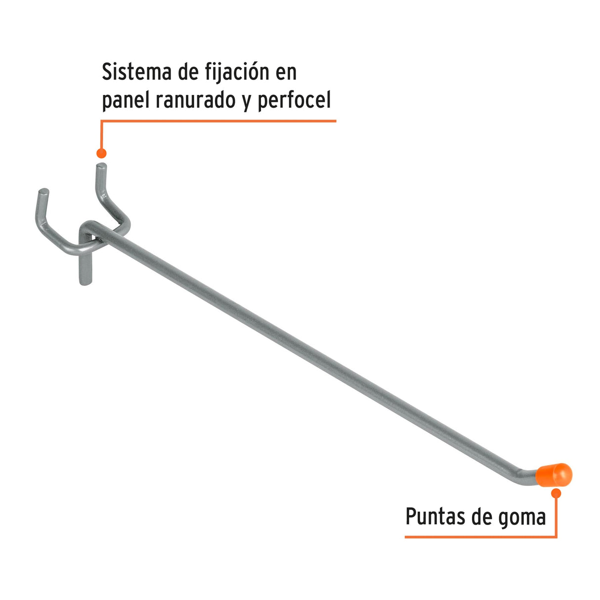Gancho Recto de 8' para Perfocel y Panel Ranurado, Truper