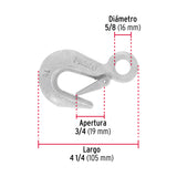 Gancho Eslinga de Acero Forjado 5/8', Carga 1000 kg, Fiero