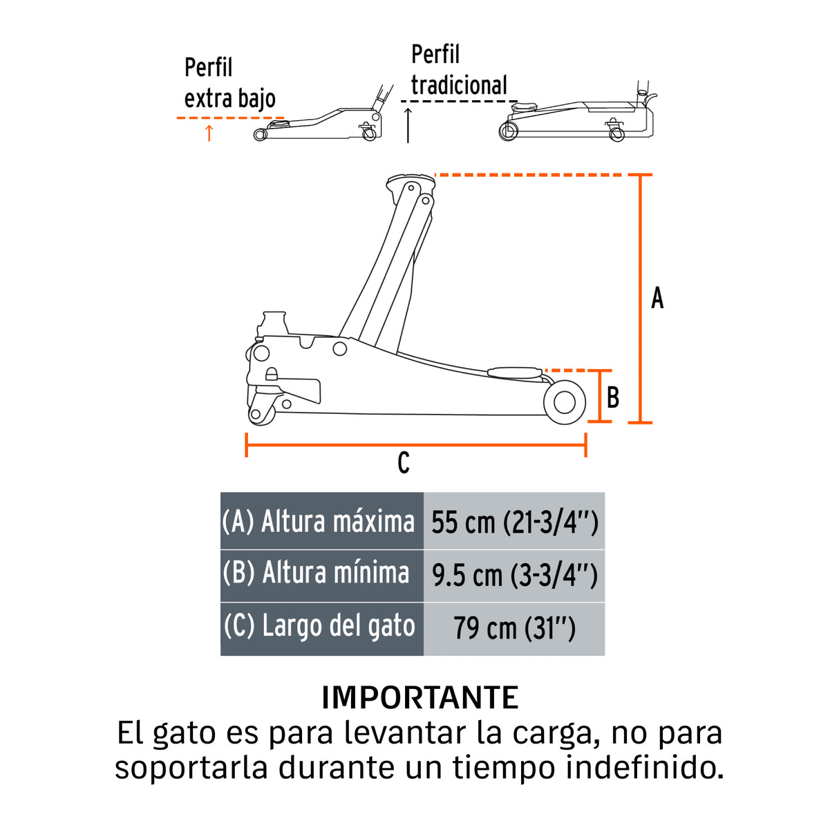Gato Hidráulico Profesional de Patín, 3.5T, Elevación Rápida