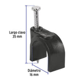 Bolsa con 20 Grapas Negras de 16 mm para Cable Redondo