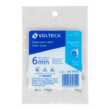 Bolsa con 20 Grapas Blancas de 6 mm para Cable Redondo