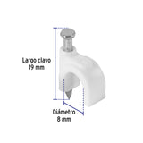 Bolsa con 20 Grapas Blancas de 8 mm para Cable Redondo