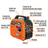 Generador Silencioso Inverter 2.2 kW, 80 Cc, Encendido Manual