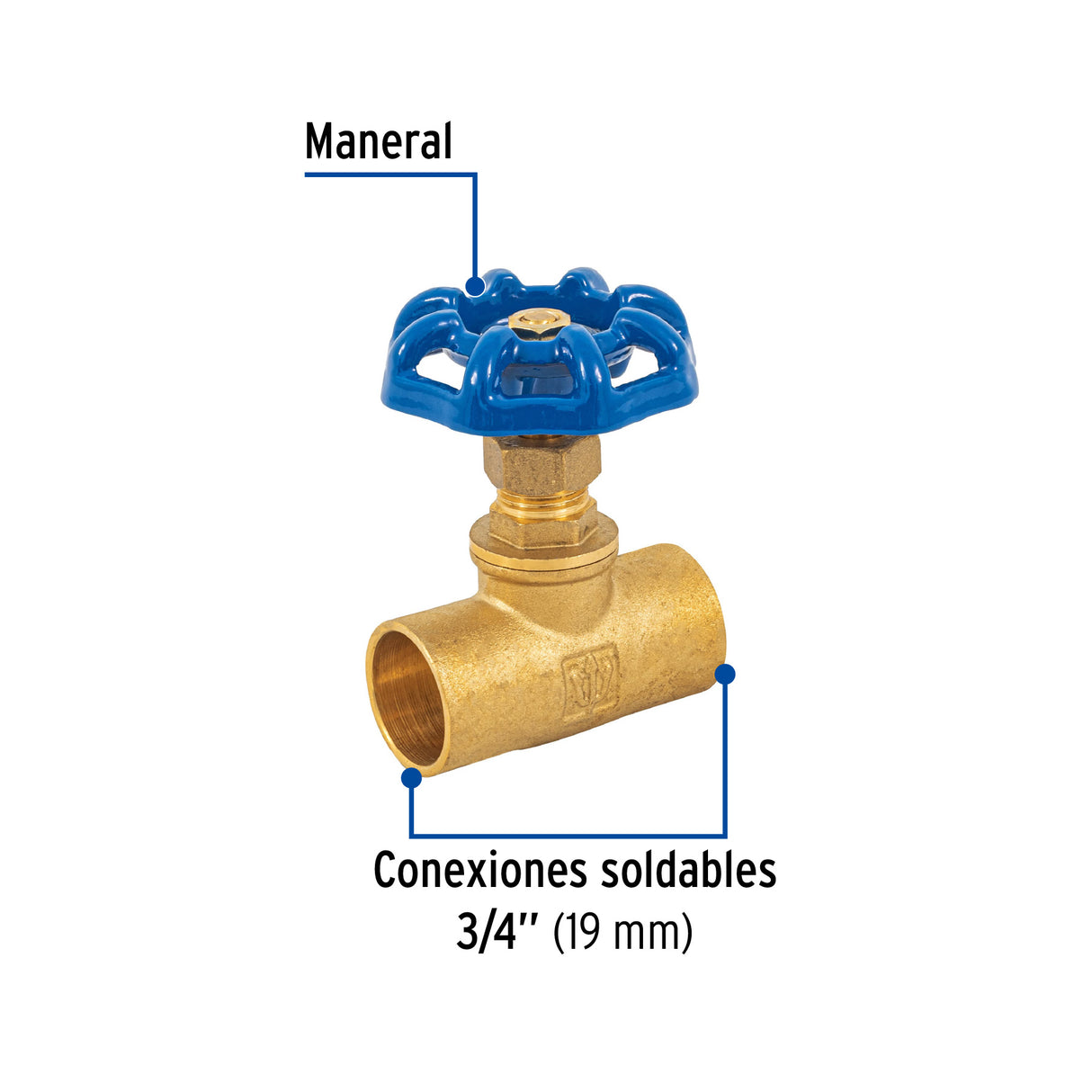 Válvula de Globo de Latón, Soldable de 3/4', Foset