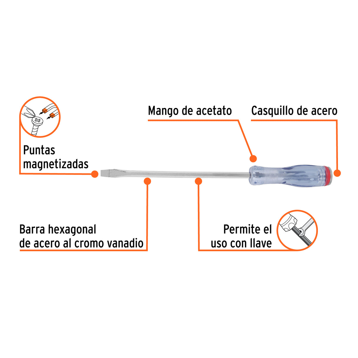 Desarmador Plano de Golpe 5/16' X 8', Truper Expert