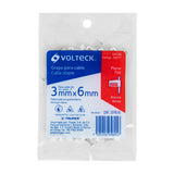 Bolsa con 20 Grapas Blancas de 3 X 6 mm para Cable Plano