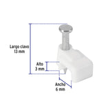 Bolsa con 20 Grapas Blancas de 3 X 6 mm para Cable Plano