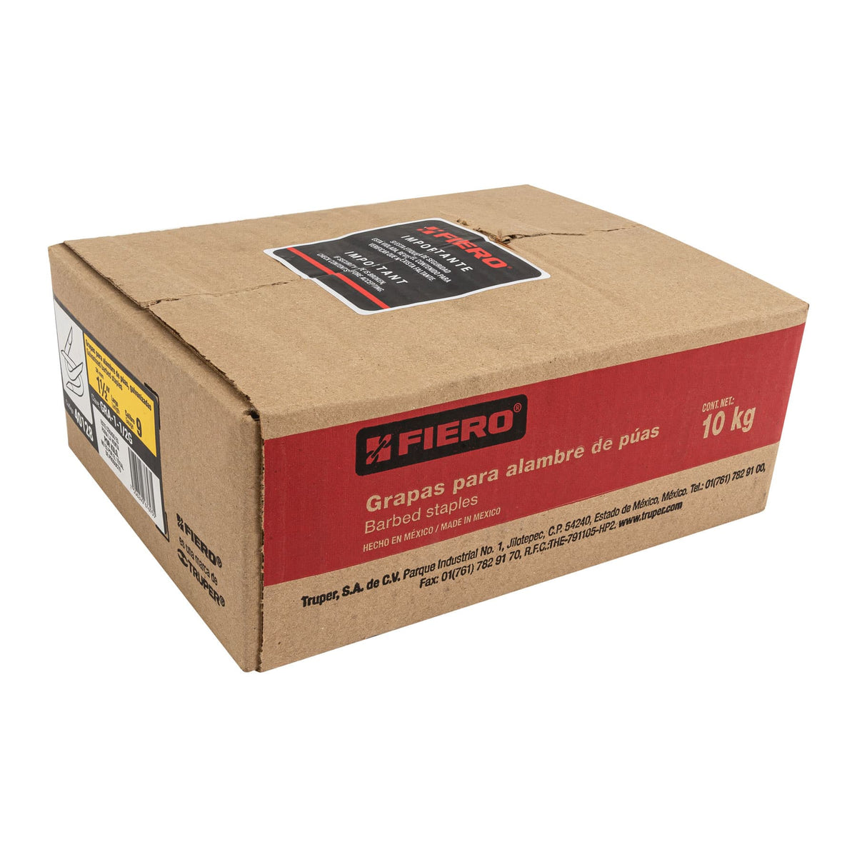 Caja con 10 kg Grapas 1-1/2' Galvanizadas para Alambre de Púas