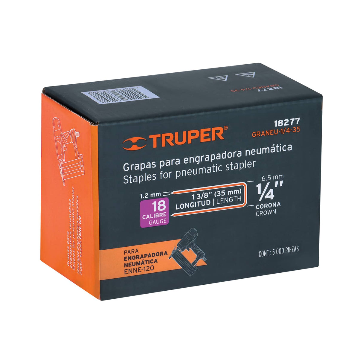 Caja con 5000 Grapas Corona 1/4' Calibre 18, 35 mm para ENNE-120