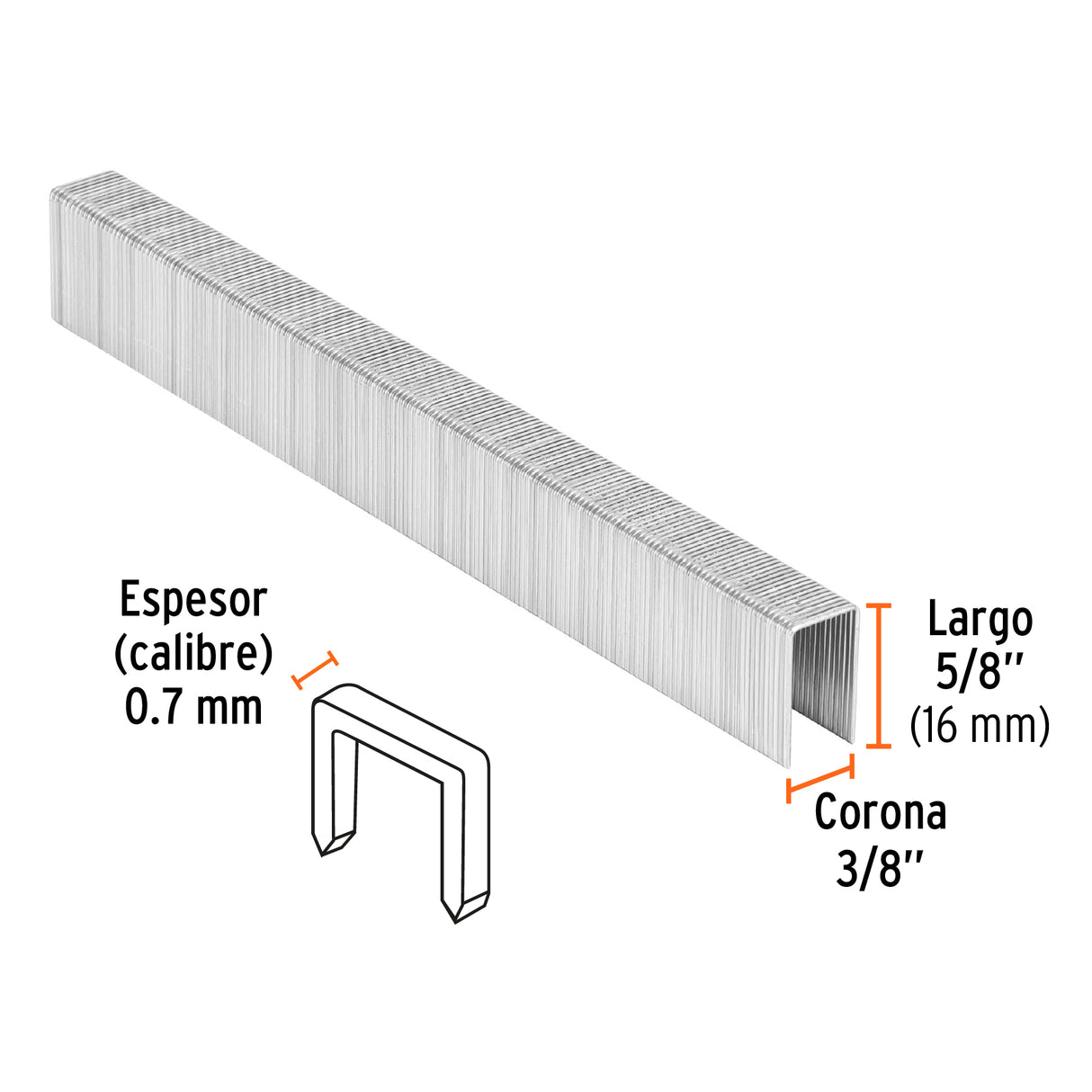 Caja con 5000 Grapas Corona 3/8' Calibre 22, 16 mm para ENNE-70