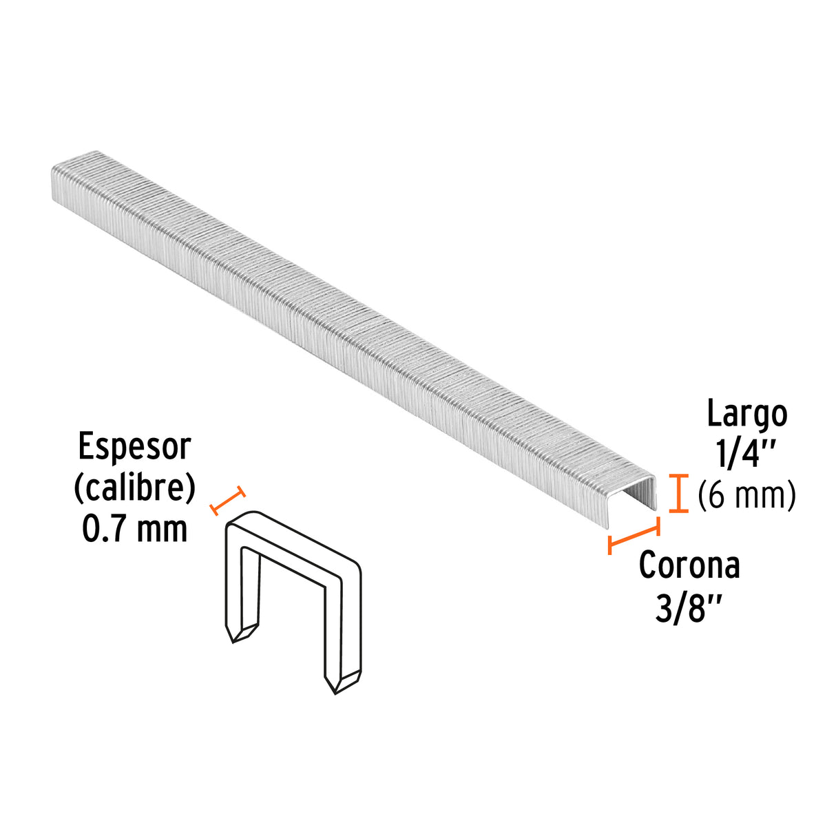 Caja con 5000 Grapas Corona 3/8' Calibre 22, 6 mm para ENNE-70
