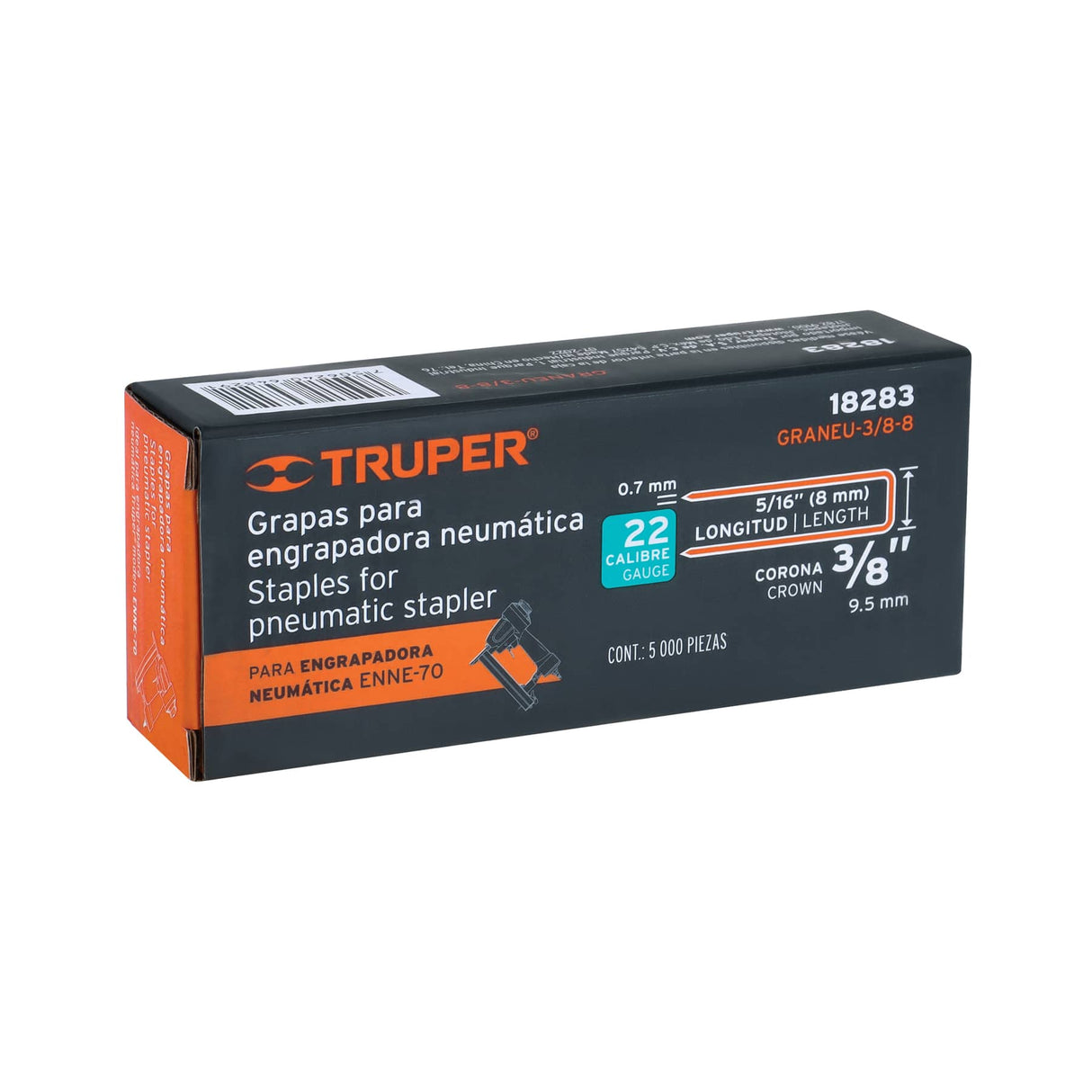 Caja con 5000 Grapas Corona 3/8' Calibre 22, 8 mm para ENNE-70