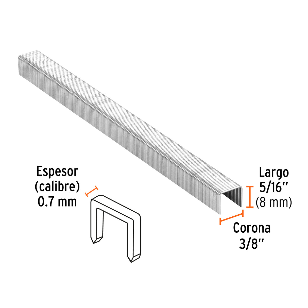 Caja con 5000 Grapas Corona 3/8' Calibre 22, 8 mm para ENNE-70