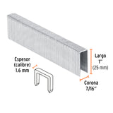 Caja con 1000 Grapas Corona 7/16' Cal. 16, 25 mm para ENNE-160