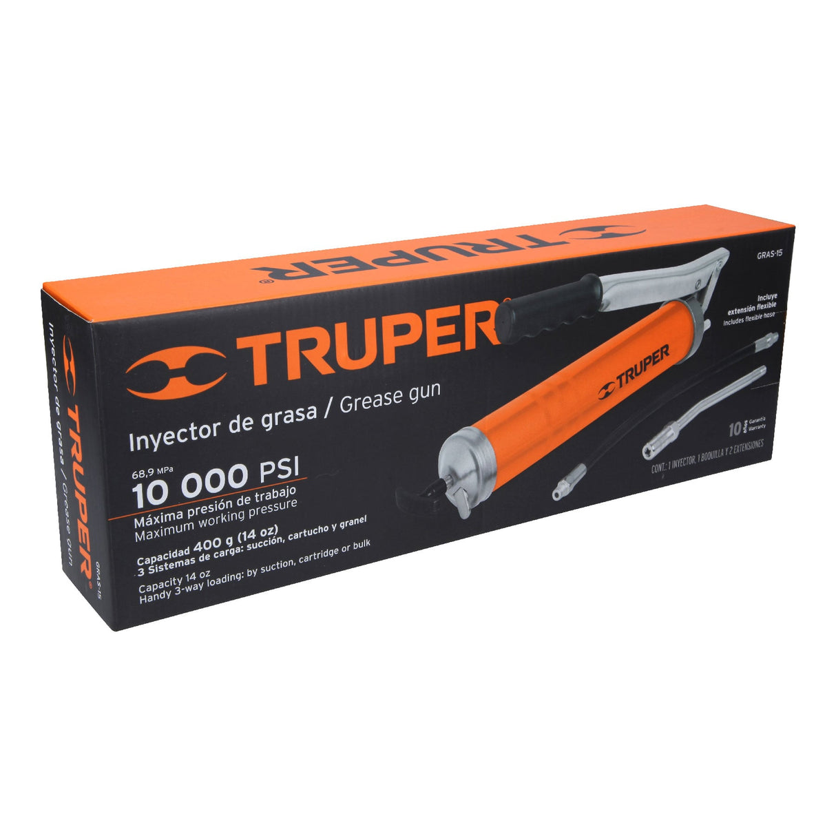 Inyectora de Grasa 14 Oz, 10000 PSI con Grip Antiderrapante